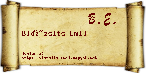 Blázsits Emil névjegykártya